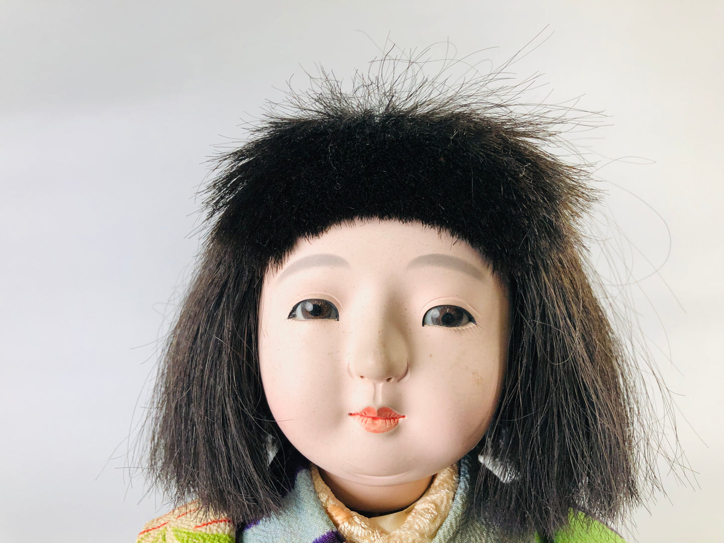 Y7034 NINGYO Ichimatsu doll girl signed Japan antique figure figurine statue