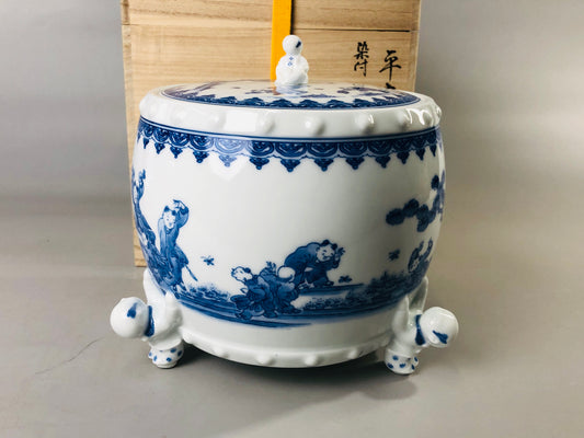 Y7045 MIZUSASHI Hirado-ware water pot signed box Japan Tea Ceremony antique