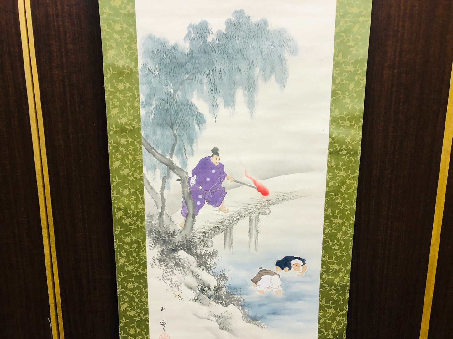 Y7068 KAKEJIKU Person signed Japan antique hanging scroll art wall interior