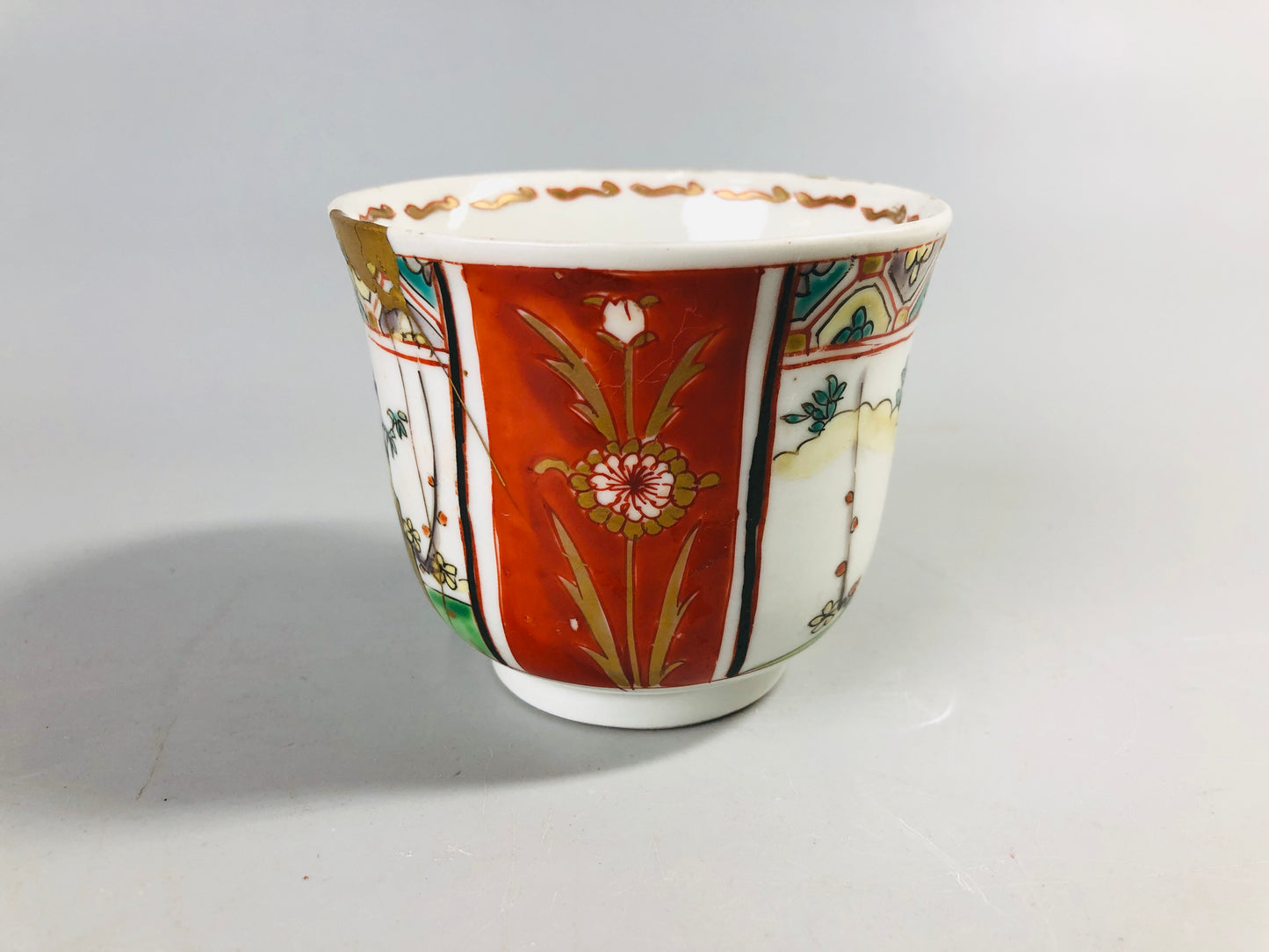Y7083 YUNOMI Imari-ware kintsugi color picture Japan antique tea cup teacup