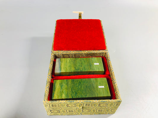 Y7097 STAMP MATERIAL Chinese 2 Guandong green stone box China antique vintage