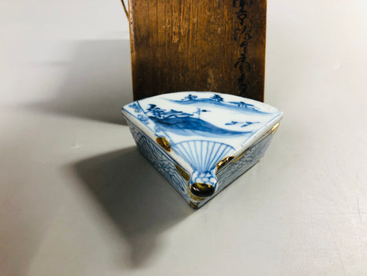 Y7103 BOX Fan shape kintsugi Japan antique fragrance aroma aromatherapy incense